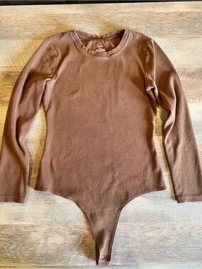 Nuuds Brown Long-Sleeve Bodysuit